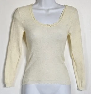 Vintage St Michael Coquette creme Spitze Pointelle Pullover 32-36 Brustumfang UK Made - Bild 1 von 24