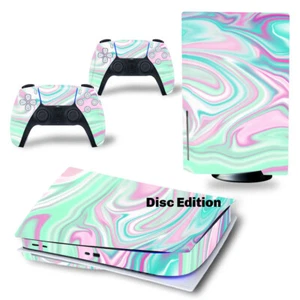 For PS5 Disc Edition Console & 2 Controller Ombre Pearl Vinyl Wrap Skin Decal - Picture 1 of 2
