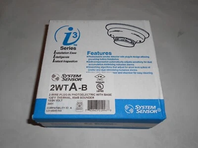 SYSTEM SENSOR 2WT A-B i3 Series Photoelectric Smoke Detector w/ Sensor & Sounder - Image 1 of 4