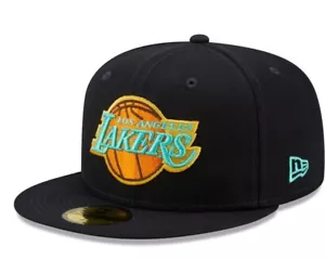 Los Angeles Lakers Navy Blue Mint Hat NBA New Era 59FIFTY Fitted Sz 8 - Picture 1 of 4