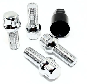 4 14x1.5 28mm Chrome Ball Seat Wheel Locks VW Jetta Passat Golf Factory Wheels - Picture 1 of 2