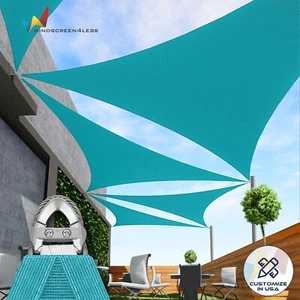 20-29' Sun Shade Sail w/ Steel Wire Triangle Lake Blue Canopy Pool Shelter Cover - Picture 1 of 9