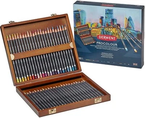 Derwent Procolour Professional Colour Pencils Wooden Box 48 Assorted 2302523 - Picture 1 of 6