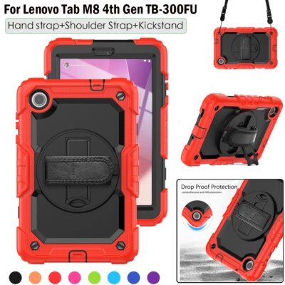Heavy Duty Armor Case For Lenovo Tab M8 4th Gen TB-300FU Shockproof Cover +Strap - Image 1 of 4