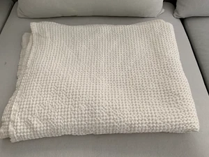 Linen & Cotton Plaid Tagesdecke Waffelpique Weiß 200x240 Neu - Bild 1 von 5