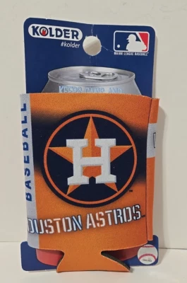 Houston Astros Baseball Can Cooler 2-Sided Koozie Kolder MLB Authentic NEW - Image 1 of 4