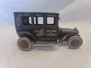EARLY, RARE STRAUSS DIZZIE LIZZIE/LEAPING LENA WINDUP COMIC CAR OLD JALOPY TOY. - Picture 1 of 24