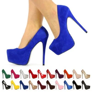NUEVOS ZAPATOS DE SALÓN DE PLATAFORMA DE FIESTA KILLER TACONES ALTOS STILETTO TALLA 3-8 - Imagen 1 de 74