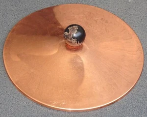 Vintage 9.5" Solid Copper Lid Top Cover with Wooden Handle/Knob - Picture 1 of 10