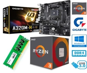 AMD RYZEN 3 1200 BUNDLE - 4 CORE - GIGABYTE A320M-H MOTHERBOARD - 8GB - Picture 1 of 8