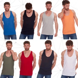 Mens Open Back Vest Sleeveless Tank Top Summer Shirt Holiday Fitness Gym New UK - Picture 1 of 29