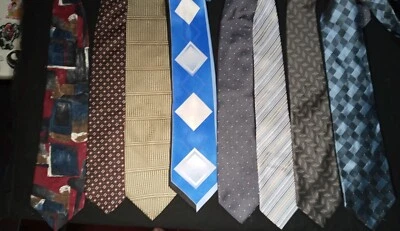 Lote mixto de 8 corbatas de cuello para hombre usadas - diferentes marcas - mezcla de seda/seda  Foto 1 de 4