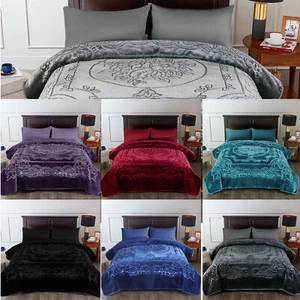 Microplush Blanket Floral Embossed Heavy Thick 9 Pounds Bed Blankets 85x95 King - Picture 1 of 53