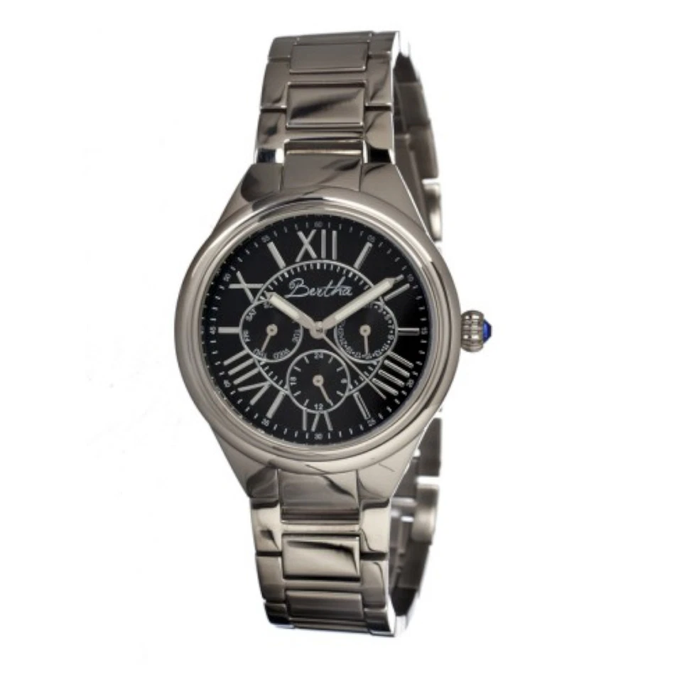 NEW Bertha BR1402 Women's Rachel Watch Analog Stainless Steel Case Black Dial Wr - Image 1 of 1