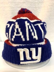 New York Giants New Era Pom Pom Knit Hat Beanie Winter Cap Very Good Condition