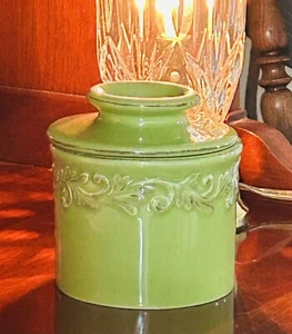 Butter Bell Crock The Original Butter Keeper by L Tremain Lime Green Stoneware - Picture 1 of 12