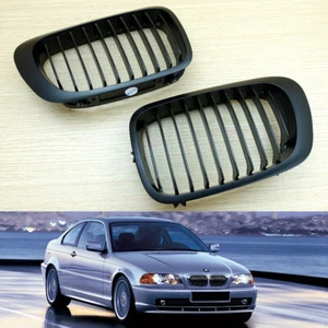 For BMW E46 M3 2000~2006 2DR Pre-facelift Coupe Matte Black Front Kidney Grille - Picture 1 of 4