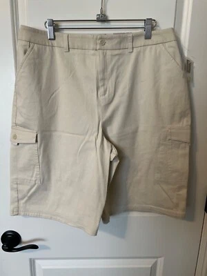 NUEVO CON ETIQUETAS CROFT & BARROW 14 STRETCH 32X10 PANTALONES CORTOS CARGO BERMUDA TOSTADO CAQUI BOLSILLOS Foto 1 de 4