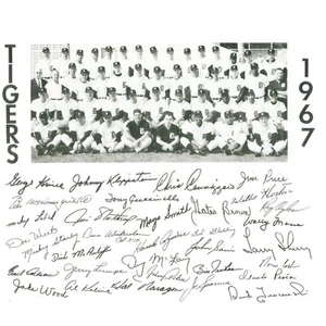 1967 Detroit Tigers Baseball Team Photo with fascimile Autographs McLain Kaline - Picture 1 of 1