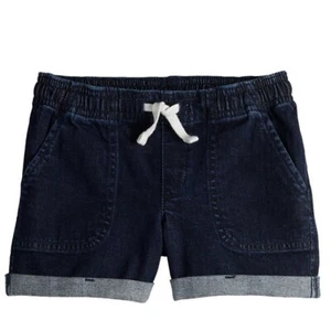Jumping Beans Girls Roll Cuff Woven Shorts New with Tags 4 Blue Jean Drawstring - Picture 1 of 4
