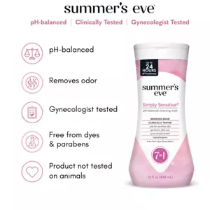 Summer's Eve Simply Sensitive Daily Feminine Body Wash, Removes Odor, 15 Fl Oz - Picture 1 of 6