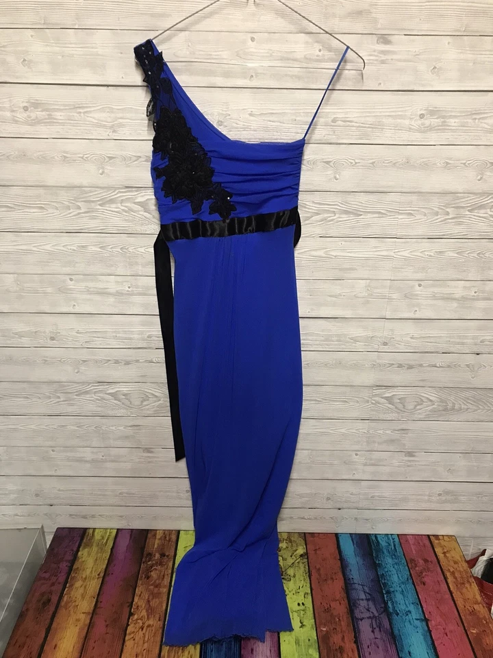 Jane Norman 1 Shoulder Motif Maxi Dress Blue Size 8 BNWT RRP £50 - Image 1 of 4