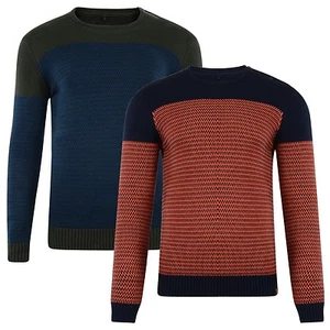 MEZCLA Nuevo Para hombres Algodón Tejido Cuello Redondo Pullover Tejido Jersey Prenda para el torso - Imagen 1 de 3