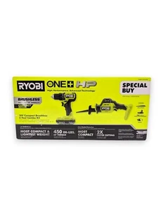 Ryobi One+ HP Brushless Compact 2-Tool Combo Kit w/ Drill & One Handed Saw - Picture 1 of 3