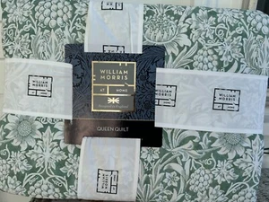William Morris Queen Quilt- Sunflower / Evergreen - Green White NEW - Picture 1 of 7