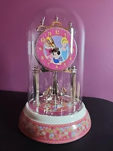 Rare | Disney Princess Spinning Pendulum Clock w/ Glass Dome | Tested | HTF Cute - Picture 1 of 9