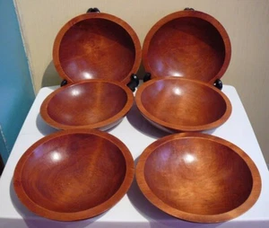 6 Vintage Baribocraft Canada Solid Maple Wood Salad Bowls serving size - Picture 1 of 6