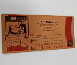 Burmac Insurance Agency Aetna Liability 1938 Newark NJ New Jersey Ink Blotter - Picture 1 of 2