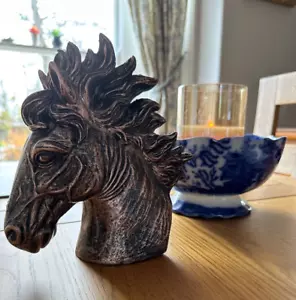Small Horse Stallion Bust Head Ornament Statue Bronze effect finish - Picture 1 of 19