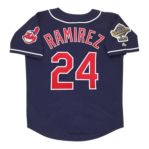 Manny Ramirez 1995 Cleveland Indians Alt Navy Blue World Series Men's Jersey Cover