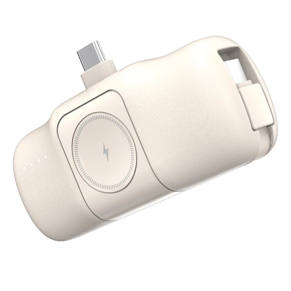 Mini-Powerbank mit USB-C-Kabel und Apple Watch Ladegerät 5000 mAh 15W - Bild 1 von 1