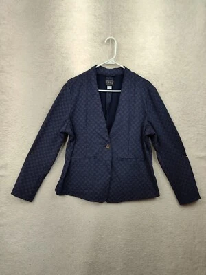 Simply Styled by Sears Women Jacket Extra Large Blue Print Viscose Blend Blazer - Image 1 of 4