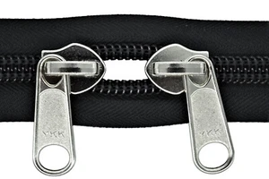 Cerniera 10 Mm Spirale Nera Con 2 Slider Argento Fino A 300 Cm - Foto 1 di 1