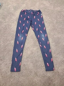 Kids Girls Rockets Of Awesome Blue Stretchy Leggings Pink Lightning Bolt Size 10 - Picture 1 of 5