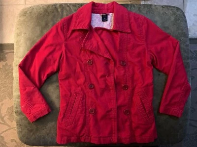 Jaqueta de veludo GAP infantil feminina vermelha forrada com peito duplo tamanho G (10) - Imagem 1 de 3