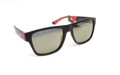 Steve Madden POLARIZED Blk & Red Sunglasses w. Gold Mir Lens 100%UV 53335MSMP002 - Image 1 of 4