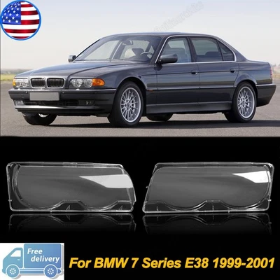 Pair Clear Headlight Lens Covers LH&RH For BMW 7 Series E38 740i 750iL 1999-2001 Foto 1 de 4