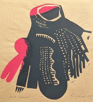 Karl Cohnen, Fremdes Instrument, Linolschnitt, handsigniert, betitelt, 1975 - Bild 1 von 4