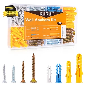 Wall Anchors Kit for Hanging Wall Art Decor, 160Pcs Drywall Anchors Assortment K - Picture 1 of 8
