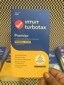 Intuit Turbotax 2024 Premier Investments Rental Federal State E-File Win/mac Neuf - Photo 1/4