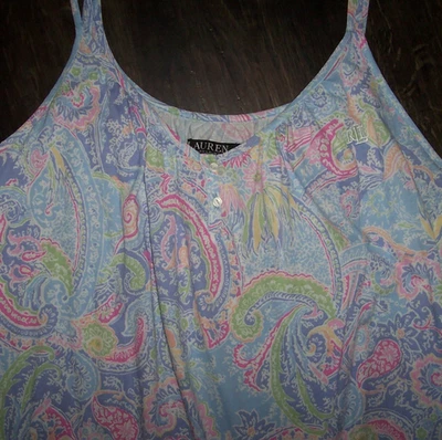 NWT Ralph Lauren BLUE/PINK PAISLEY Double-Strap Jersey Knit Nightgown Women's 2X - Image 1 of 4