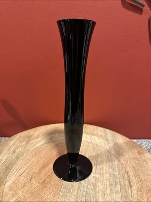 Hermoso jarrón de vidrio negro estilo renacimiento gótico victoriano 9,5" brote SH3 Foto 1 de 3