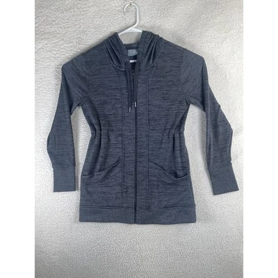 Jaqueta Athleta Blissful Feminina Tamanho XS Moletom com Capuz CYA Cinza Urze Zíper Completo Buracos para Polegares - Imagem 1 de 4