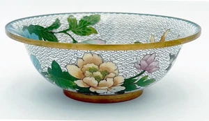 Flores chinas Cloisonne cuenco profundo pájaros - Imagen 1 de 19