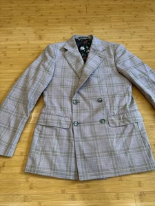 Blazer doppiopetto a quadri Indochino rosa pallido taglia 38 lana "Newbury 44" - Foto 1 di 13