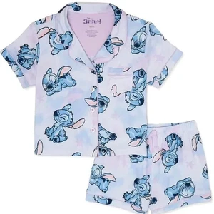 DISNEY Lilo And Stitch Blue 2 Piece Pajama Sleepwear Set GIRLS SIZE XS 4-5 NEW - Picture 1 of 6